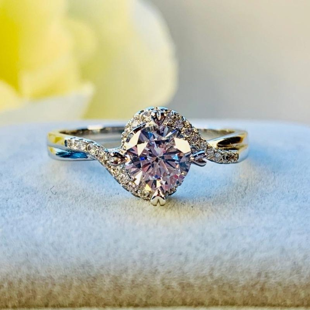 Cubic Zirconia Bypass Solitaire Ring